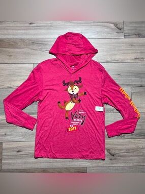Disney Parks Unisex 2017 Very Merry Christmas Party Pullover Hoodie Red Medium